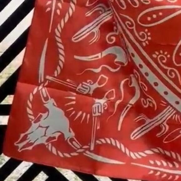 Highway Orange White Western Wild Rag Scarf - Picture 2 of 2